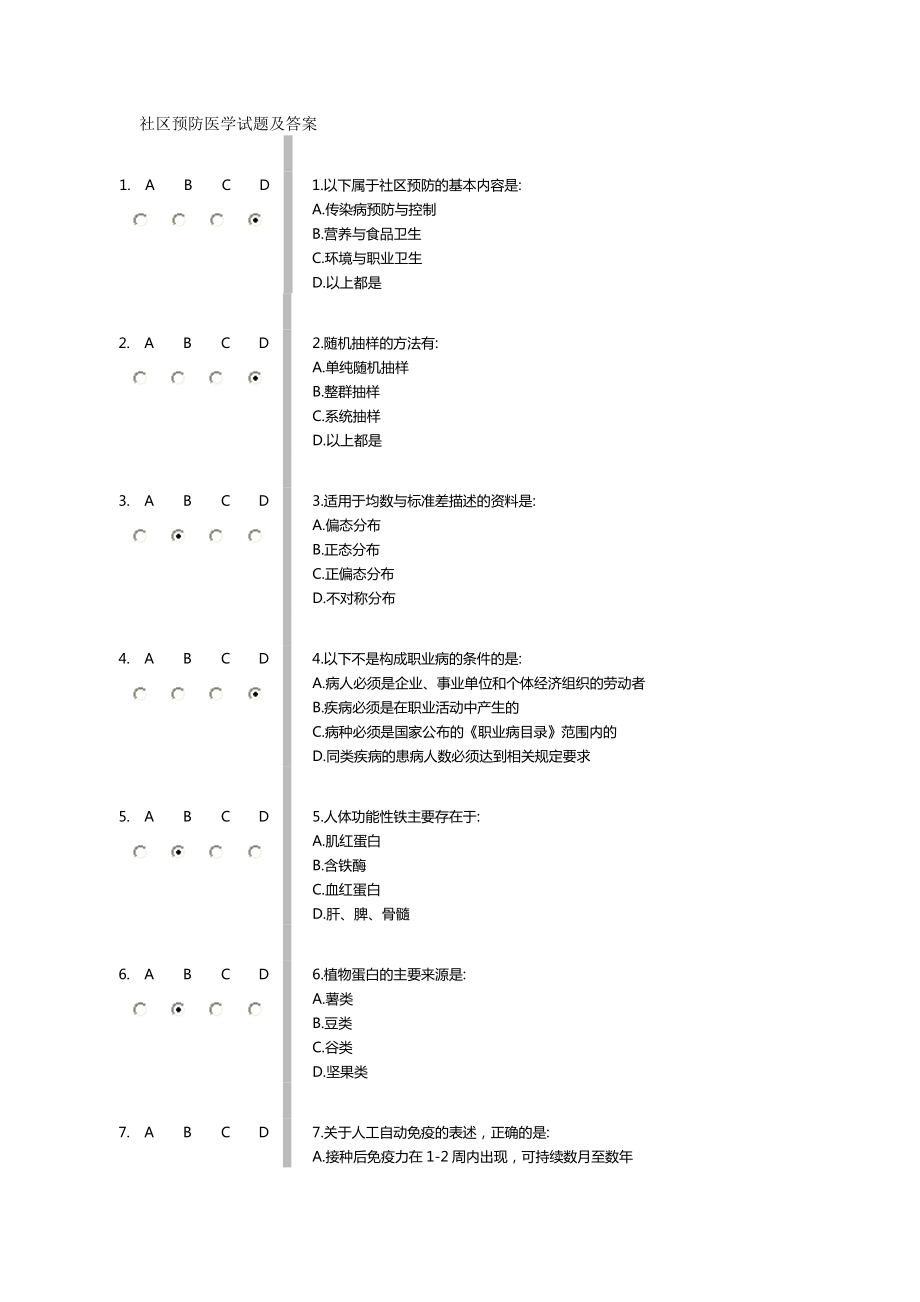 社區(qū)預(yù)防醫(yī)學(xué)試題及答案(全).doc_第1頁