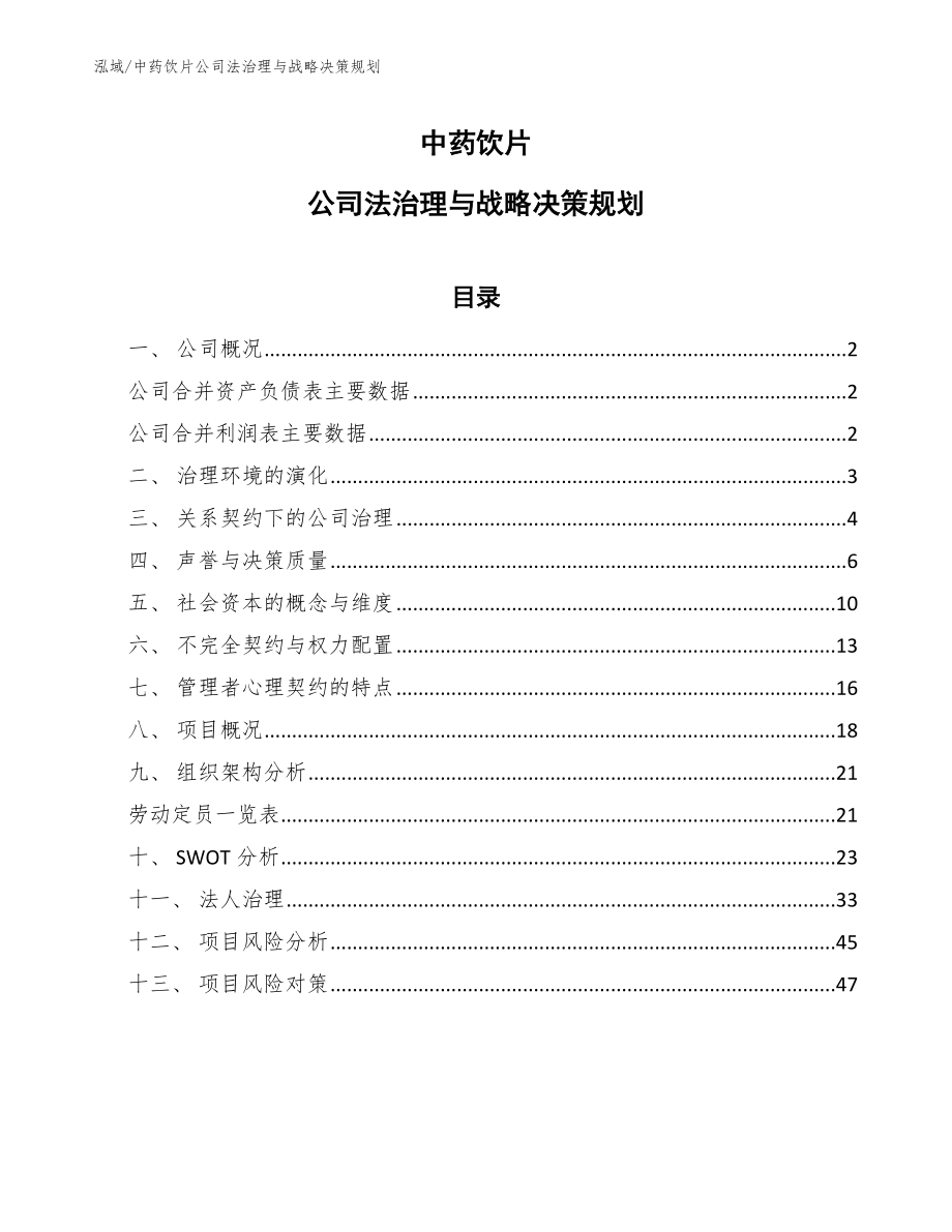 中药饮片公司法治理与战略决策规划_第1页