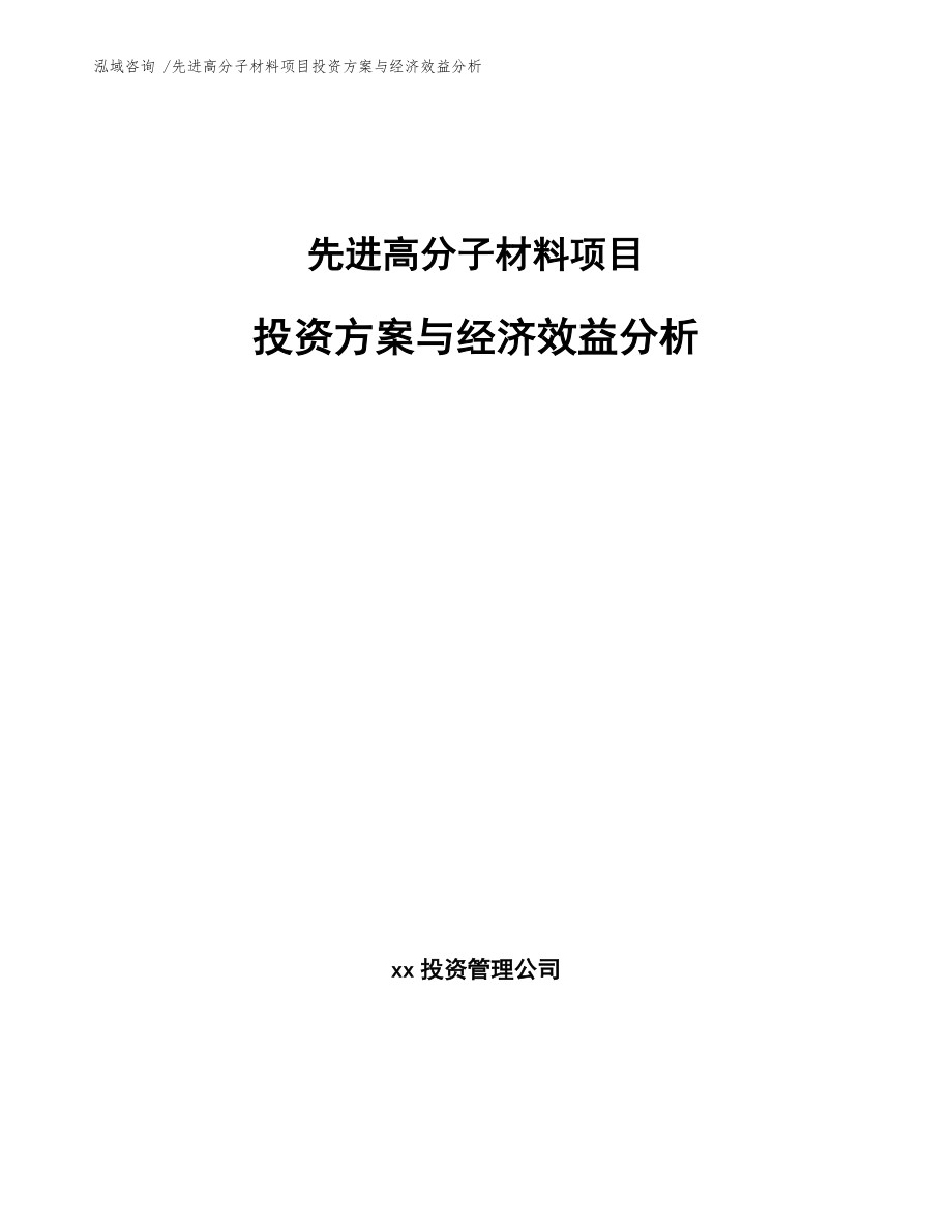 先进高分子材料项目投资方案与经济效益分析_模板范本_第1页