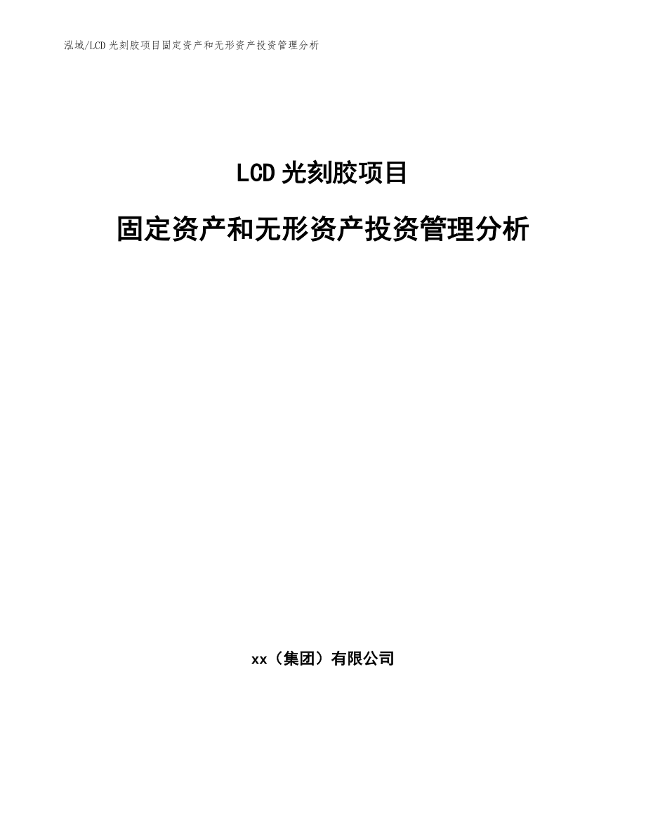 LCD光刻胶项目固定资产和无形资产投资管理分析（参考）_第1页