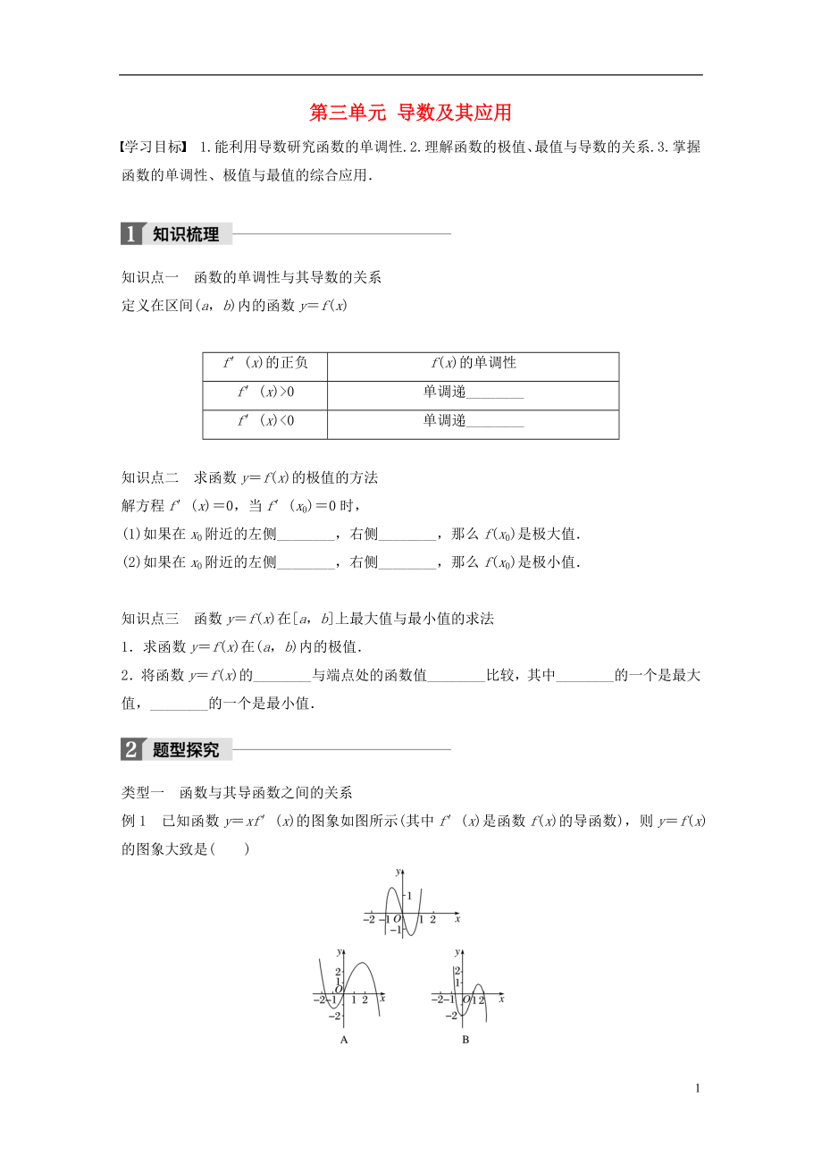 2017-2018版高中數(shù)學(xué) 第三單元 導(dǎo)數(shù)及其應(yīng)用 習(xí)題課 導(dǎo)數(shù)的應(yīng)用教學(xué)案 新人教B版選修1-1_第1頁