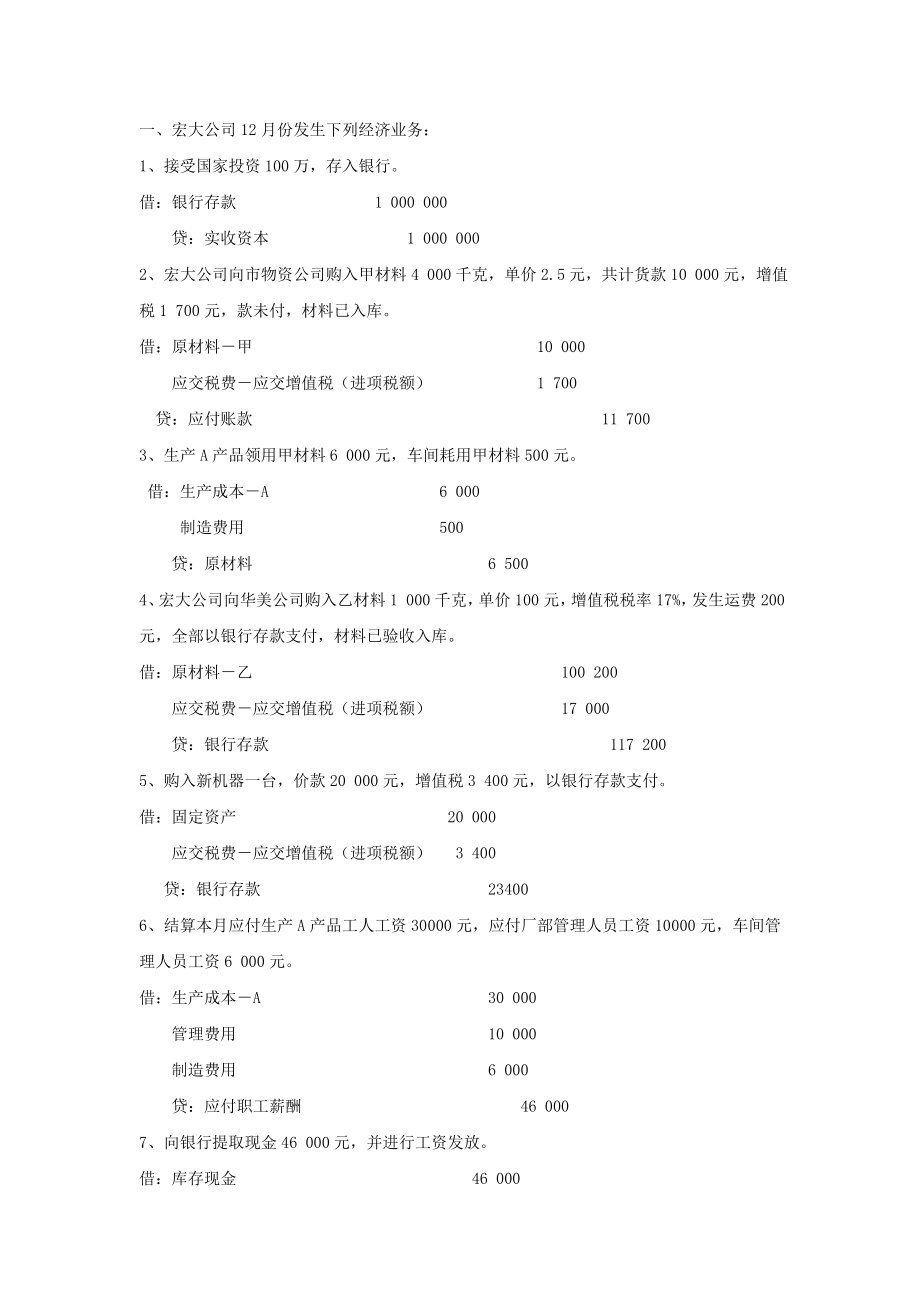 套会计分录题目(道题目答案)_第1页