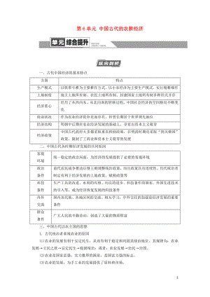 2021新高考歷史一輪總復(fù)習(xí) 模塊2 第6單元 中國古代的農(nóng)耕經(jīng)濟單元綜合提升教學(xué)案 岳麓版