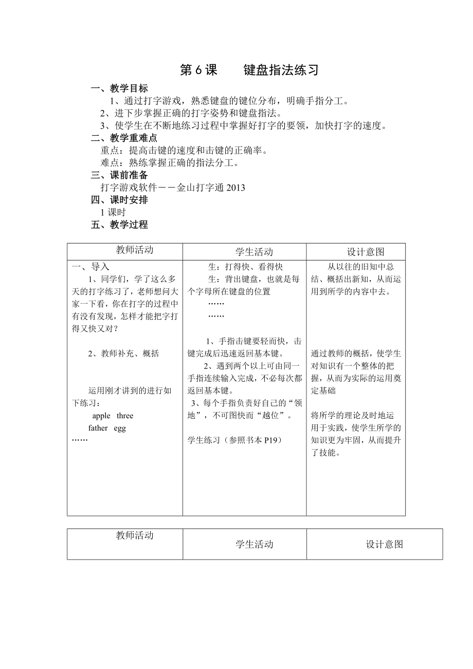 第06課《鍵盤指法練習(xí)》教案_第1頁(yè)