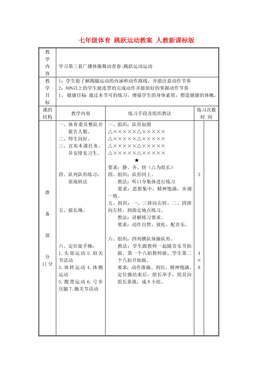 七年級體育 跳躍運動教案 人教新課標(biāo)版_第1頁