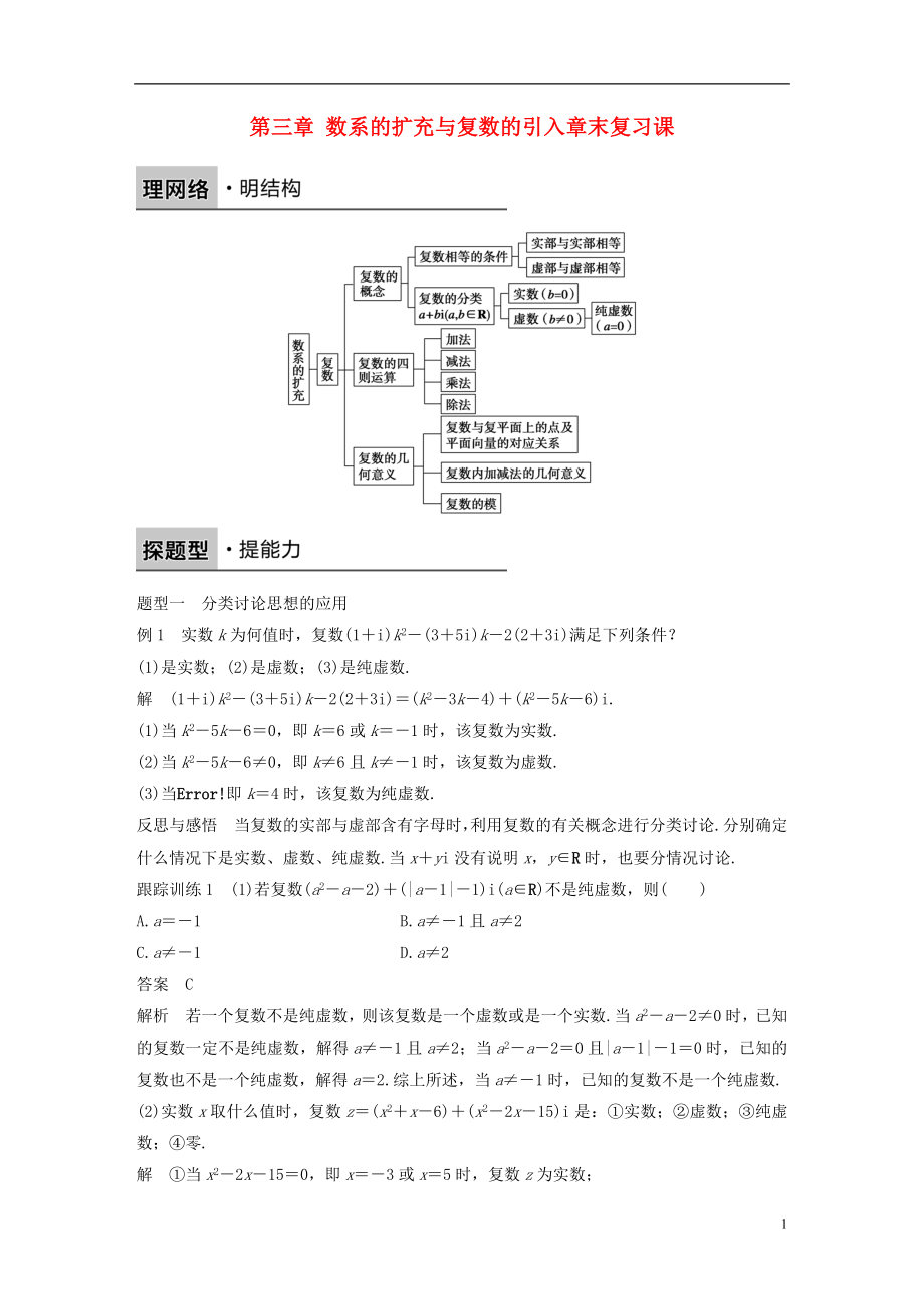 2017-2018版高中數(shù)學(xué) 第三章 數(shù)系的擴(kuò)充與復(fù)數(shù)的引入章末復(fù)習(xí)課學(xué)案 新人教B版選修1-2_第1頁