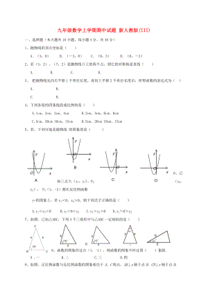 九年級數(shù)學上學期期中試題 新人教版(III)