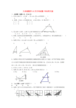 九年級數(shù)學10月月考試題 華東師大版