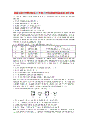 2022年高三生物二輪復(fù)習(xí) 專題一 生命系統(tǒng)的細(xì)胞基礎(chǔ) 綜合評(píng)估