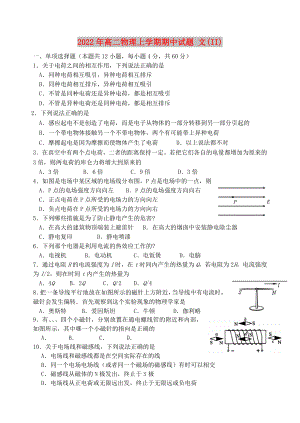 2022年高二物理上學(xué)期期中試題 文(II)