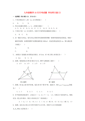 九年級數(shù)學(xué)10月月考試題 華東師大版(I)