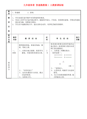 九年級體育 快速跑教案1 人教新課標(biāo)版