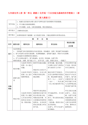 九年級(jí)化學(xué)上冊(cè) 第一單元 課題2 化學(xué)是一門(mén)以實(shí)驗(yàn)為基礎(chǔ)的科學(xué)教案2 （新版）新人教版(I)