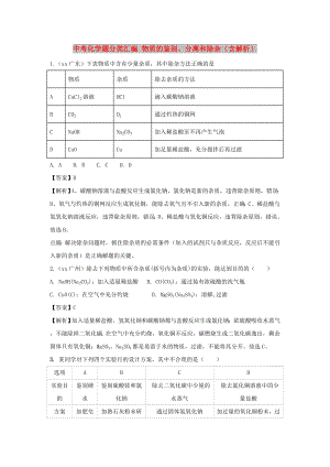 中考化學題分類匯編 物質的鑒別、分離和除雜（含解析）