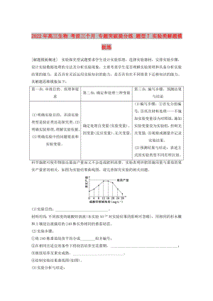 2022年高三生物 考前三個(gè)月 專(zhuān)題突破提分練 題型7 實(shí)驗(yàn)類(lèi)解題模板練