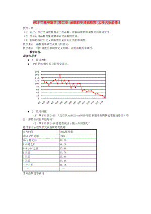 2022年高中數(shù)學(xué) 第二章 函數(shù)的單調(diào)性教案 北師大版必修1