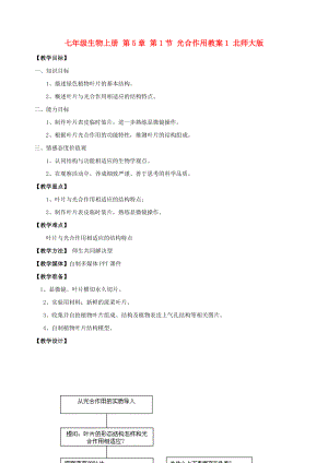 七年級(jí)生物上冊(cè) 第5章 第1節(jié) 光合作用教案1 北師大版