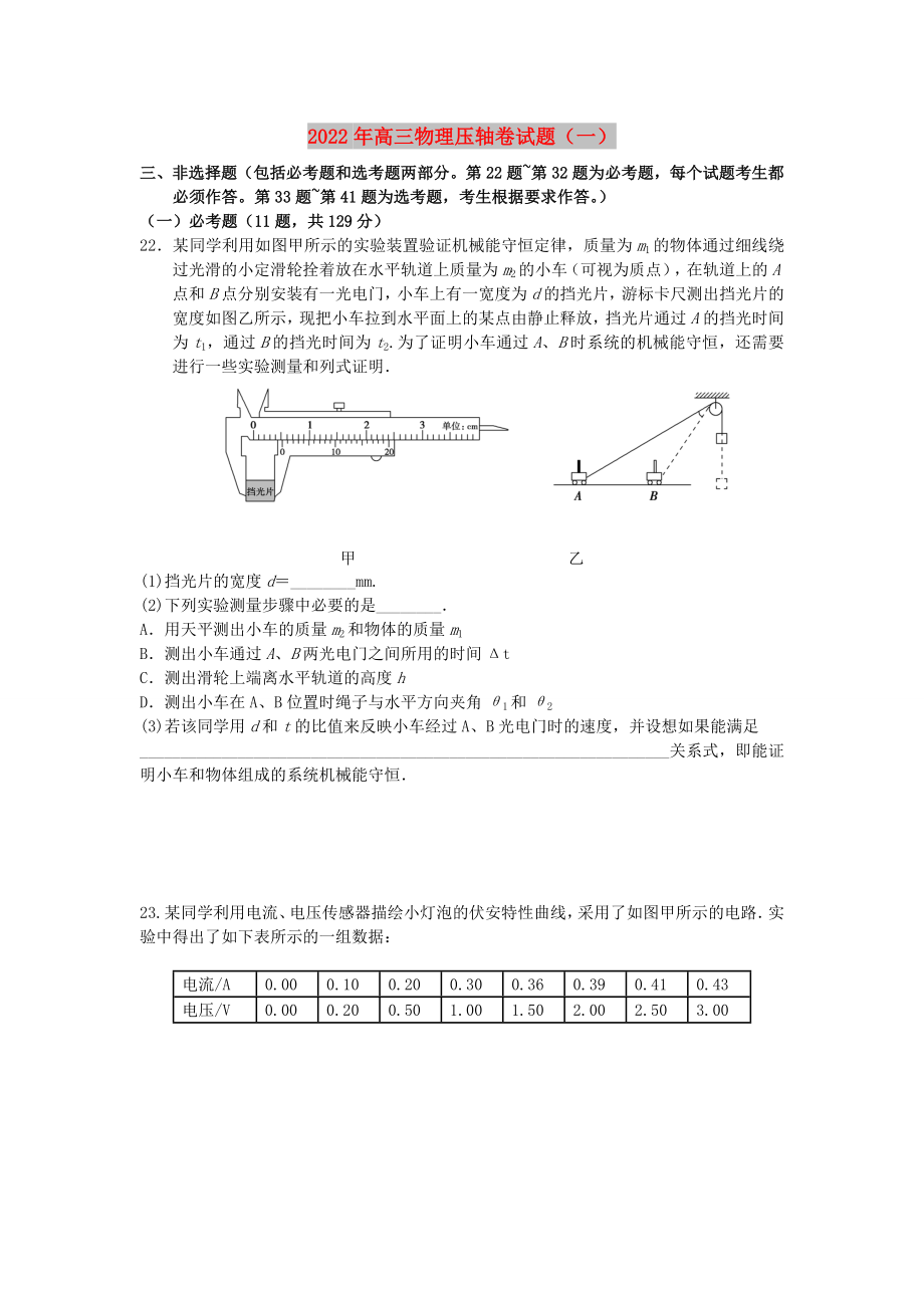 2022年高三物理压轴卷试题（一）_第1页