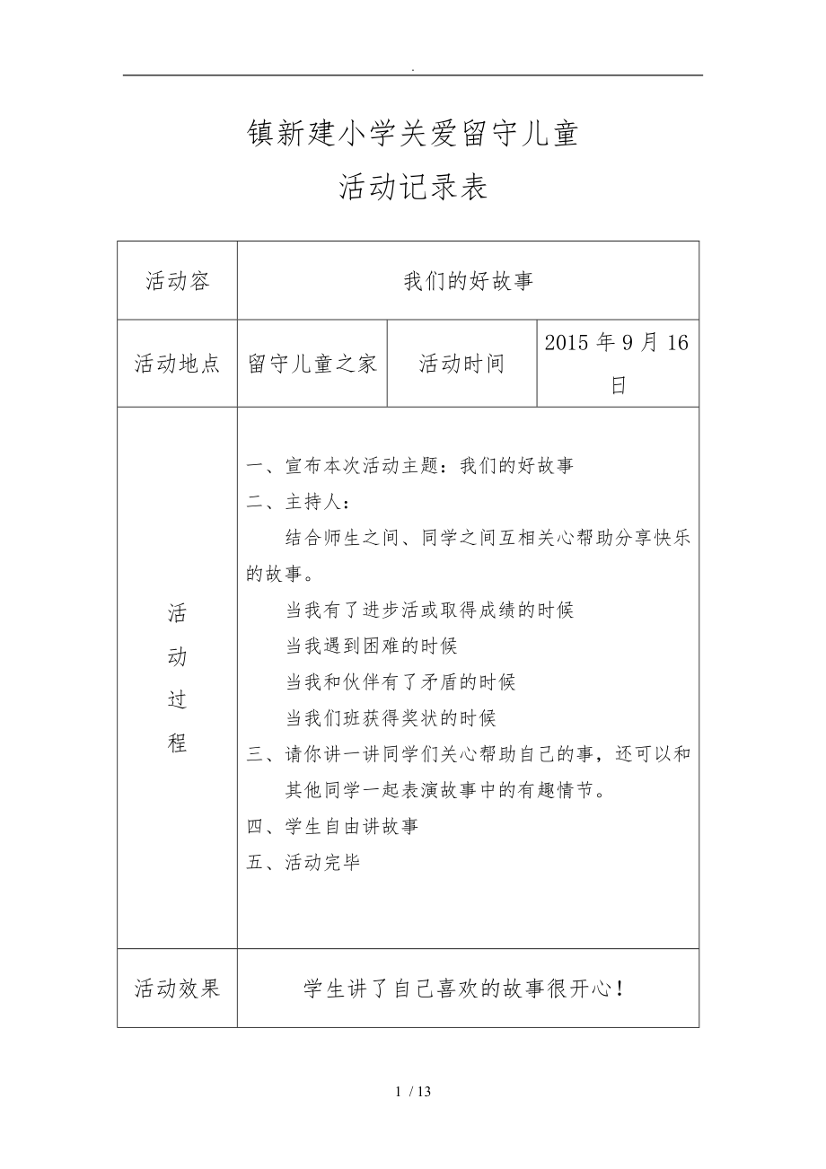 关爱留守儿童活动记录15年度_第1页