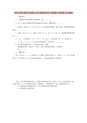 2022年高三數(shù)學(xué)二輪復(fù)習(xí) 30.直線的方程（無答案）教學(xué)案 舊人教版