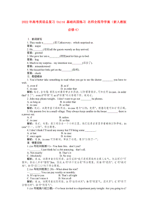 2022年高考英語總復(fù)習(xí) Unit4 基礎(chǔ)鞏固練習(xí) 名師全程導(dǎo)學(xué)案（新人教版必修4）