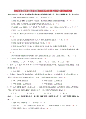 2022年高三化學(xué)一輪復(fù)習(xí) 鎂鋁及其化合物“雙基”過關(guān)檢測試題