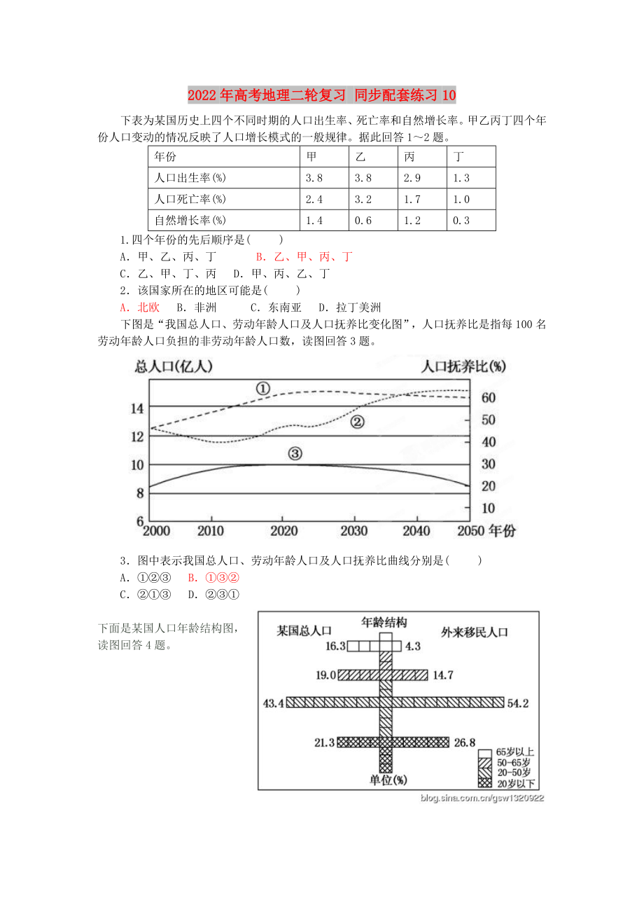 2022年高考地理二輪復(fù)習(xí) 同步配套練習(xí)10_第1頁