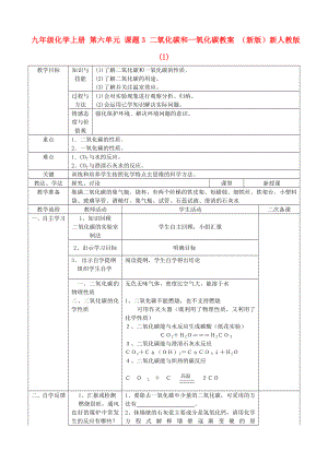 九年級化學上冊 第六單元 課題3 二氧化碳和一氧化碳教案 （新版）新人教版(I)