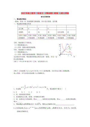 2022年高三數(shù)學(xué)一輪復(fù)習(xí) 《冪函數(shù)》教案 人教大綱版