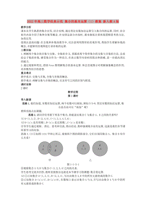 2022年高三數(shù)學(xué)經(jīng)典示范 集合的基本運(yùn)算（1）教案 新人教A版