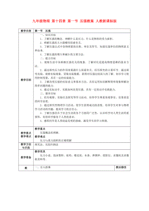 九年級物理 第十四章 第一節(jié) 壓強(qiáng)教案 人教新課標(biāo)版