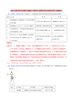 2022年高考化學(xué)試題分項(xiàng)精析 專題09 金屬及其化合物的性質(zhì)（含解析）