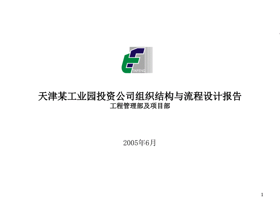 天津某工业园投资公司组织结构与流程设计报告_第1页