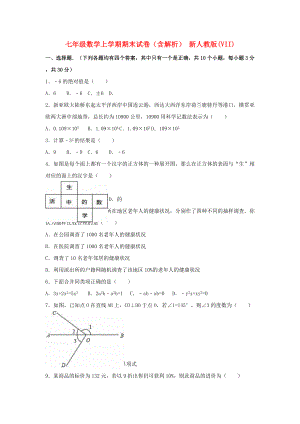 七年級數(shù)學(xué)上學(xué)期期末試卷（含解析） 新人教版(VII)