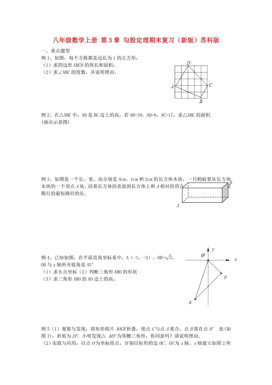 八年級數(shù)學上冊 第3章 勾股定理期末復習（新版）蘇科版_第1頁