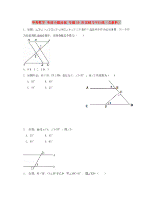 中考數(shù)學(xué) 考前小題狂做 專題19 相交線與平行線（含解析）