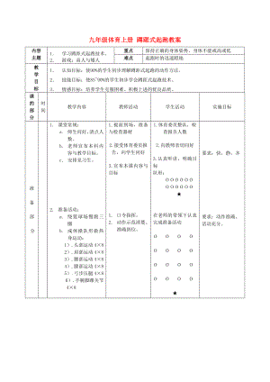 九年級體育上冊 蹲踞式起跑教案