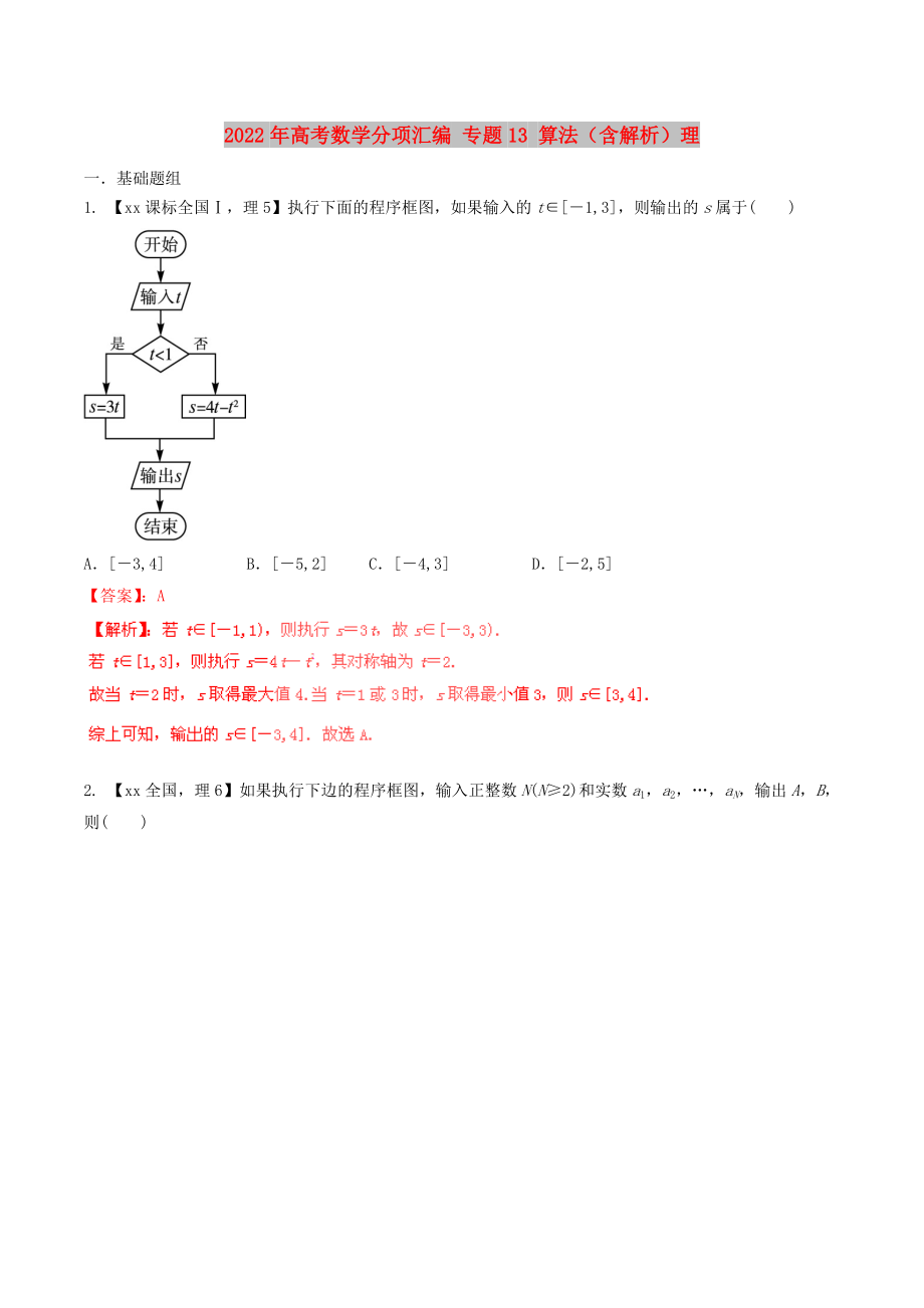 2022年高考數(shù)學(xué)分項(xiàng)匯編 專題13 算法（含解析）理_第1頁