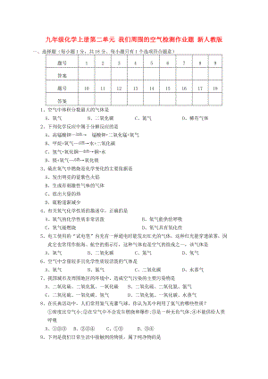 九年級(jí)化學(xué)上冊(cè)第二單元 我們周圍的空氣檢測(cè)作業(yè)題 新人教版