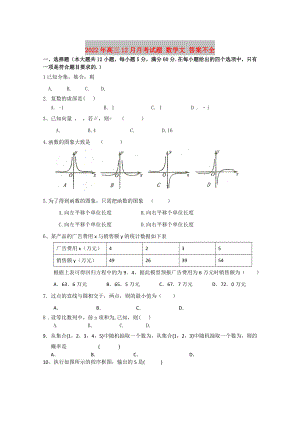 2022年高三12月月考試題 數(shù)學(xué)文 答案不全