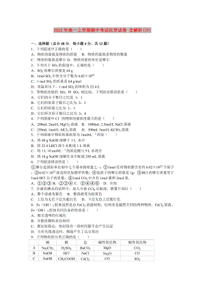 2022年高一上學(xué)期期中考試化學(xué)試卷 含解析(IV)