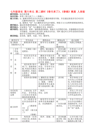 七年級音樂 第六單元 第二課時《春天來了》、《春曉》教案 人音版