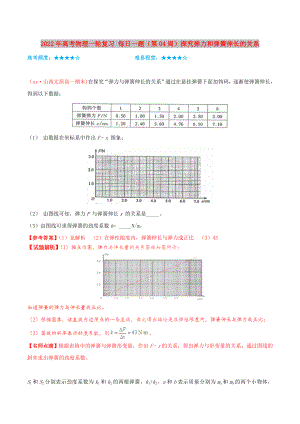 2022年高考物理一輪復(fù)習(xí) 每日一題（第04周）探究彈力和彈簧伸長的關(guān)系