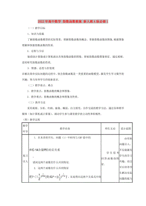 2022年高中數(shù)學(xué) 指數(shù)函數(shù)教案 新人教A版必修1