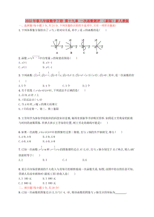 2022年春八年級數(shù)學下冊 第十九章 一次函數(shù)測評 （新版）新人教版