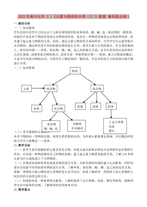 2022年高中化學 2.1《元素與物質的分類（3）》教案 魯科版必修1