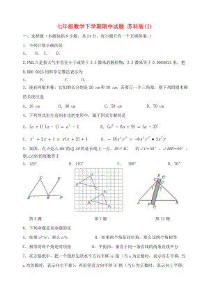 七年級數(shù)學(xué)下學(xué)期期中試題 蘇科版(I)