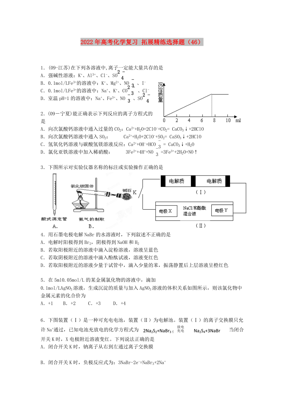 2022年高考化學(xué)復(fù)習(xí) 拓展精練選擇題（46）_第1頁