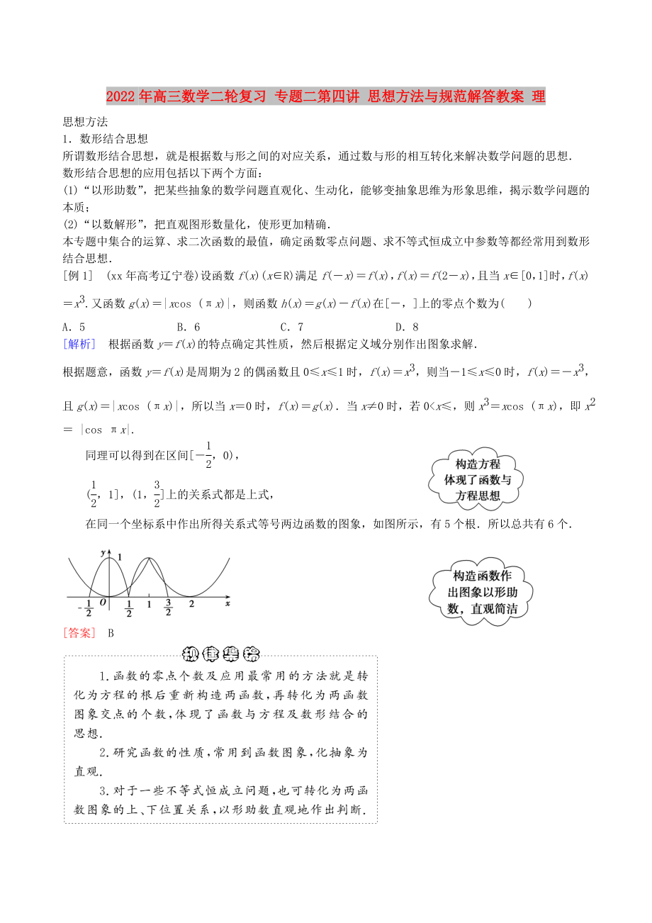 2022年高三數(shù)學(xué)二輪復(fù)習(xí) 專題二第四講 思想方法與規(guī)范解答教案 理_第1頁