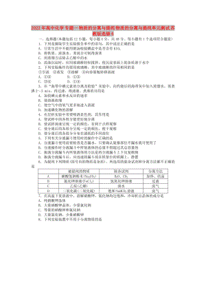 2022年高中化學(xué) 專(zhuān)題一 物質(zhì)的分離與提純 物質(zhì)的分離與提純單元測(cè)試 蘇教版選修6